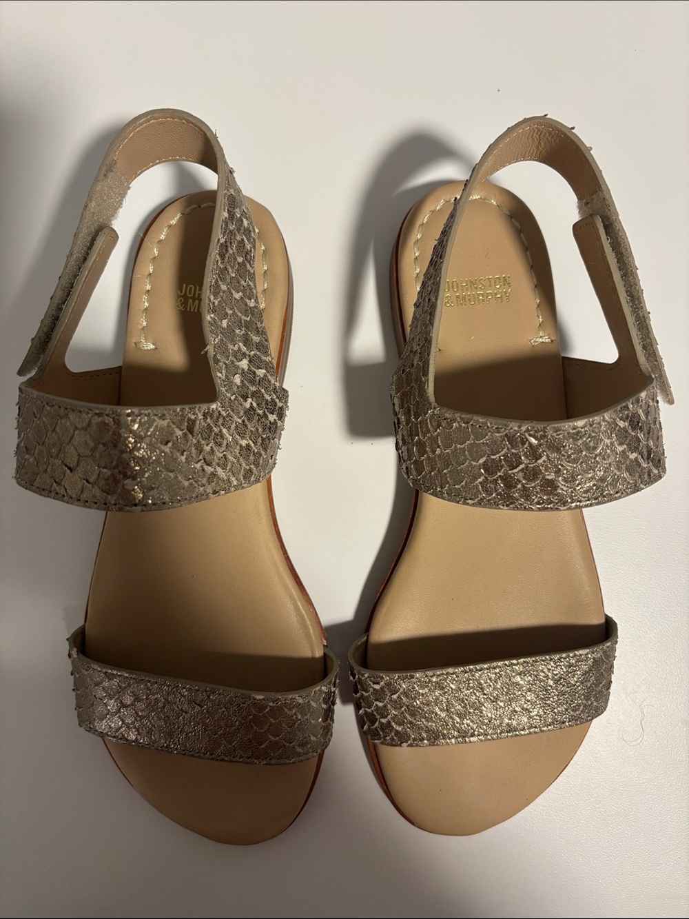 Johnston & Murphy Women's Metallic Taupe Patterned Slingback Sandals